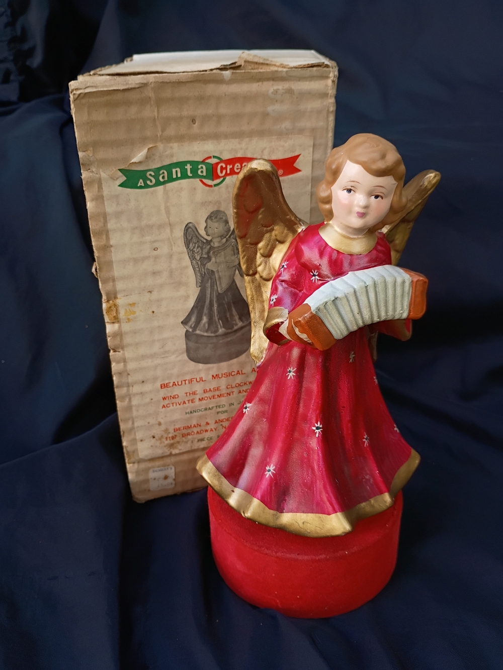Vintage Berman & Anderson Hand Painted Musical Angel With Box Tested WORKS